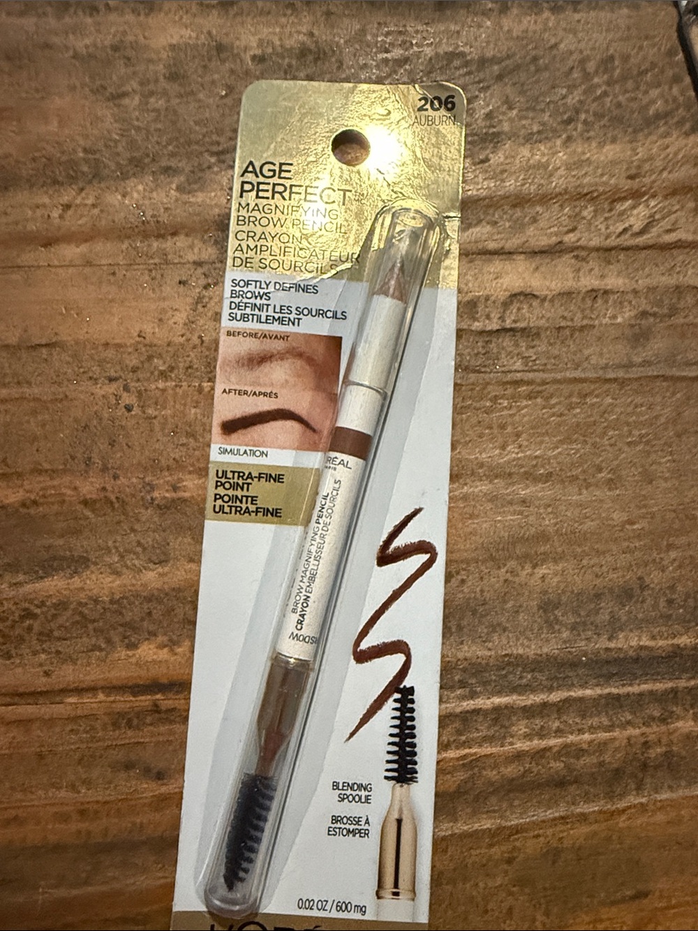 L'Oreal Age Perfect Magnifying Brow Pencil & Spoolie - Auburn (206)